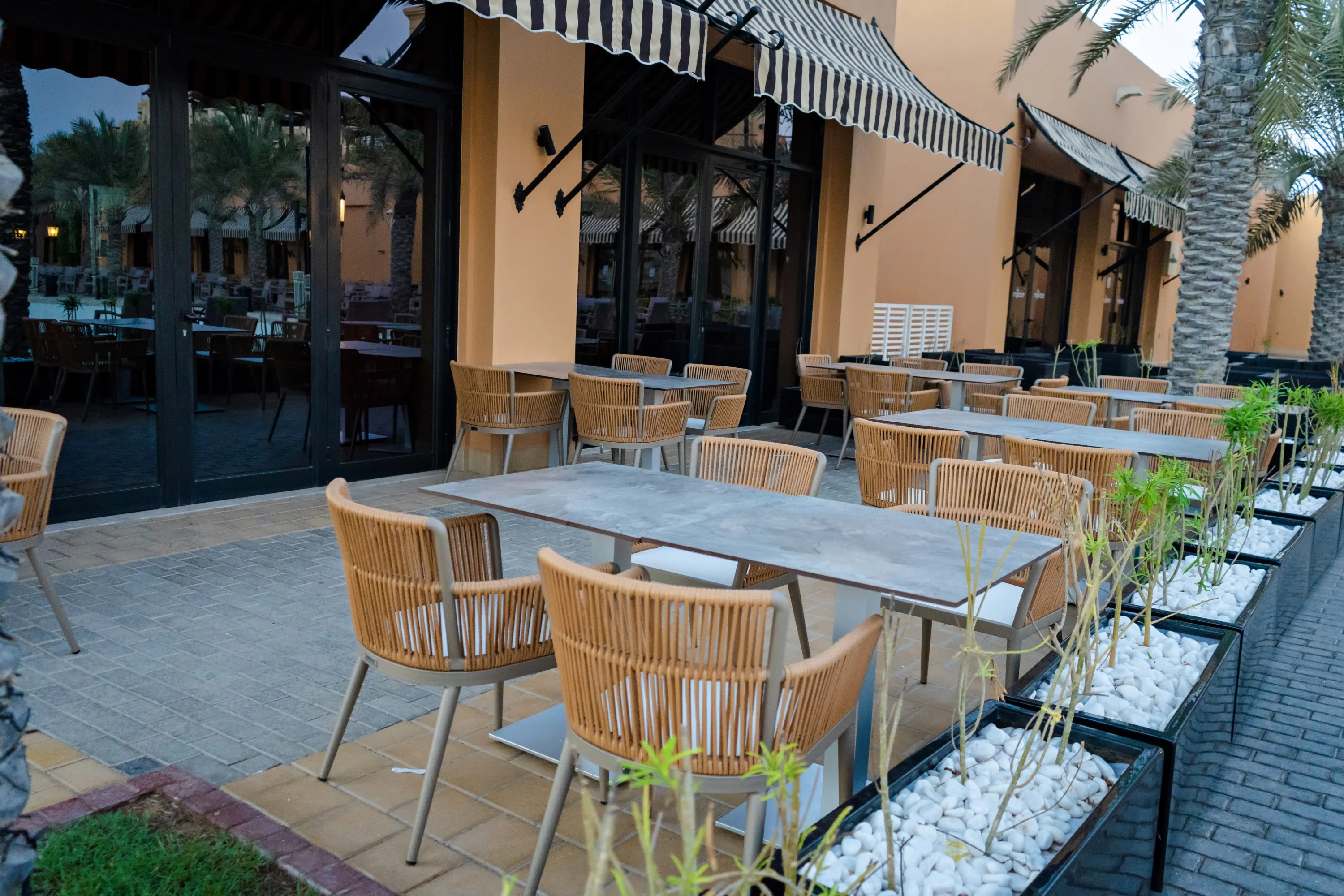 Outdoor restaurant tables and chairs